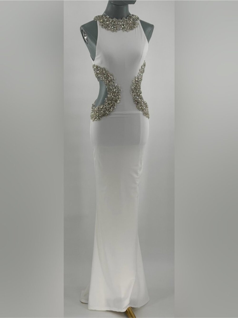 🆕 BRONX & BANCO 🧿 NWOT Camila Rhinestone Cut-Out Gown, White - Sz XS US 2 - Picture 2 of 16